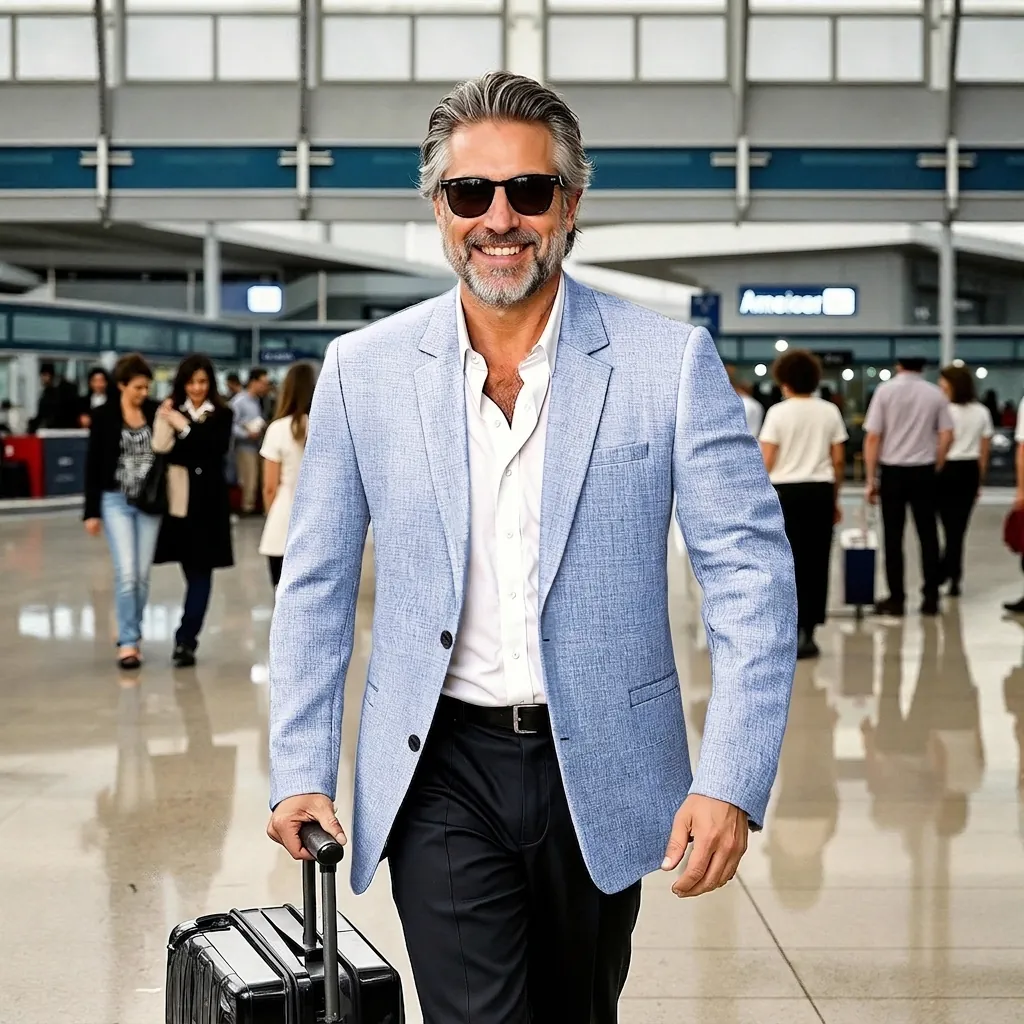 Men Notched Lapel Casual Blazer Cotton Linen Blend Slim Fit Textured Jacket Business Travel Commuter Breathable Outerwear