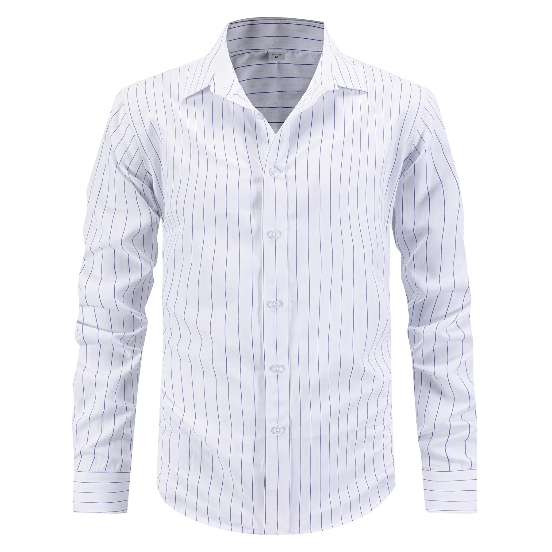 Men's Business Casual Striped Shirt Long Sleeve Turn Down Collar 70% Polyester 30% Rayon Comfortable Simple Daily Top