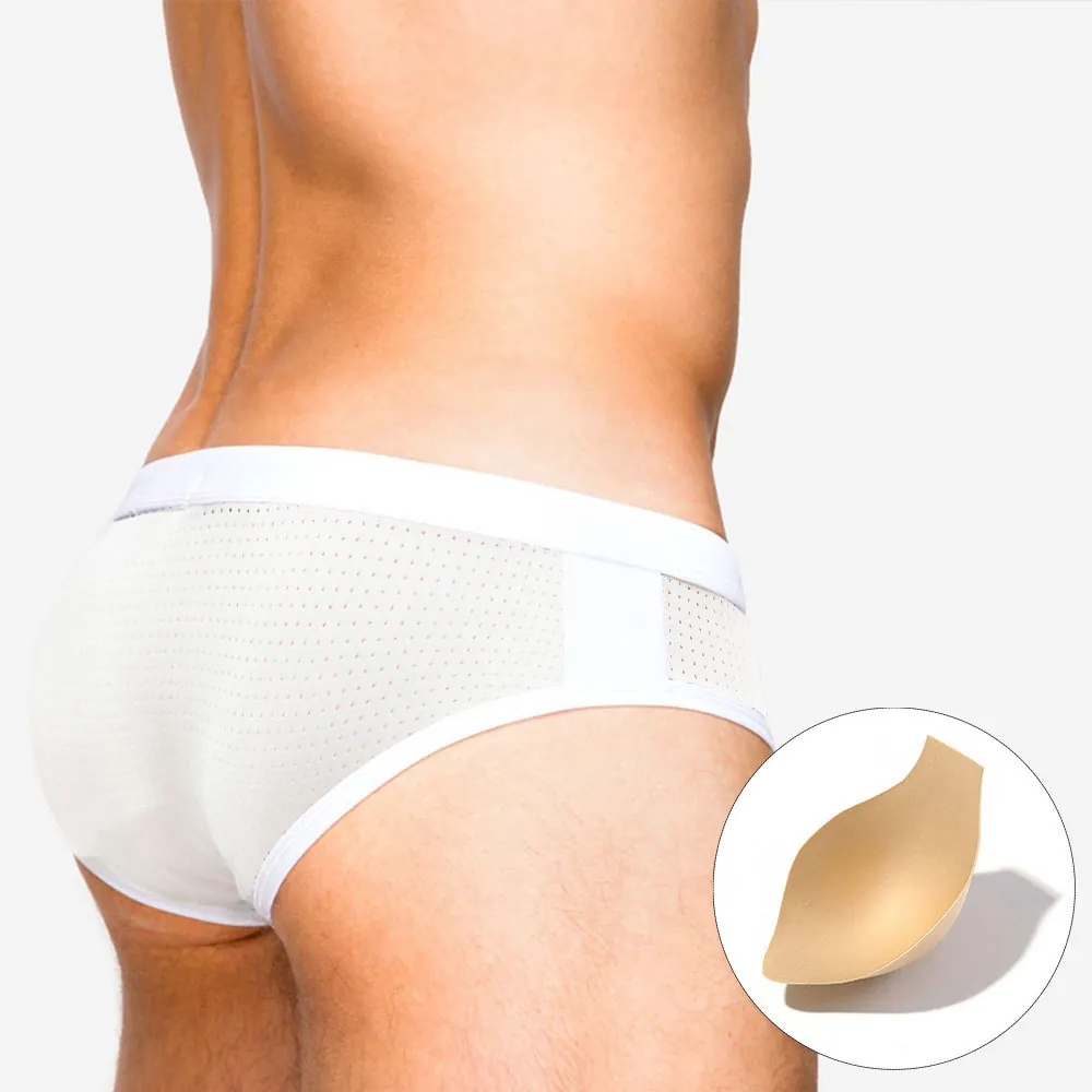Men Sexy Mesh Patchwork Swim Trunks Polyester Spandex Quick Dry Beach Briefs With Removable Cup Fashion Swimwear
