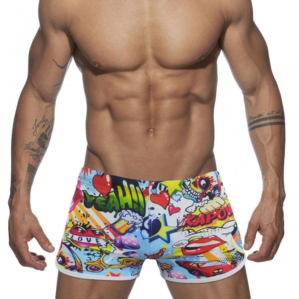 Short de Bain Homme Imprimé Graffiti Bande Dessinée Pop Art Séchage Rapide Polyester Élasthanne Taille Élastique Cordon de Serrage