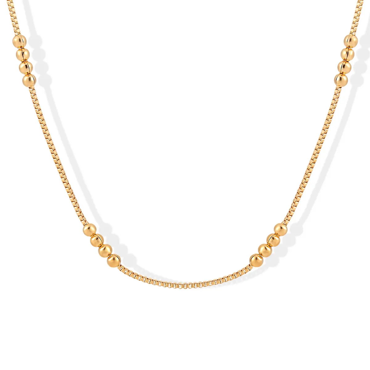 Minimalistische Titaniumstaal Box Ketting Voor Vrouwen 24K Verguld Kralen Sleutelbeen Ketting Mode Sieraden Cadeau