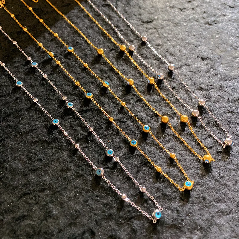 Bohemian Edelstahl Halskette Mit Bösem Blick Für Damen Gold Silber Beschichtet Nazar Schutz Verstellbare Schlüsselbein Kette Schmuck