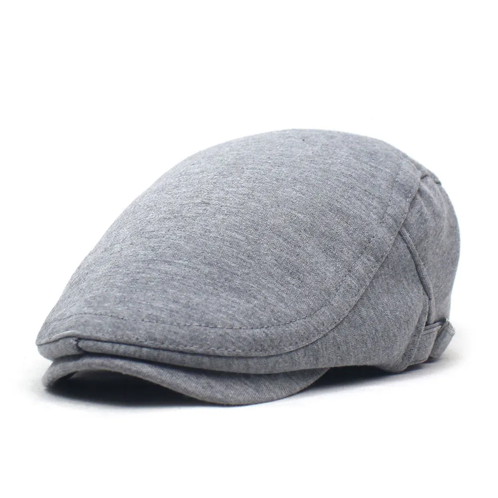 Men's Casual Polyester Beret Flat Cap Adjustable Solid Color Heather Ivy Hunting Hat British Style Breathable Sun Hat