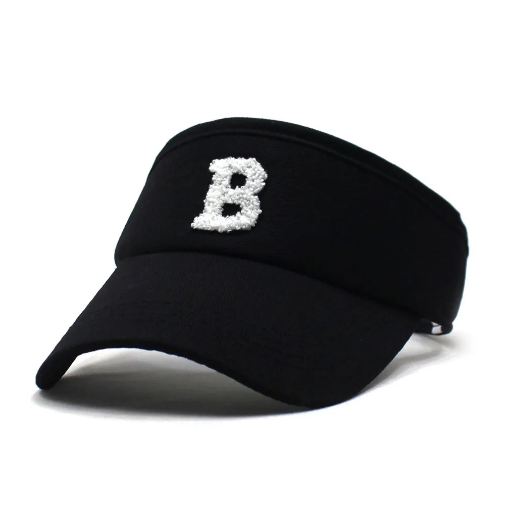 Women Men Summer Sun Visor Hat Letter B Chenille Embroidery Adjustable Sports Breathable Cotton Polyester Open Top Hat