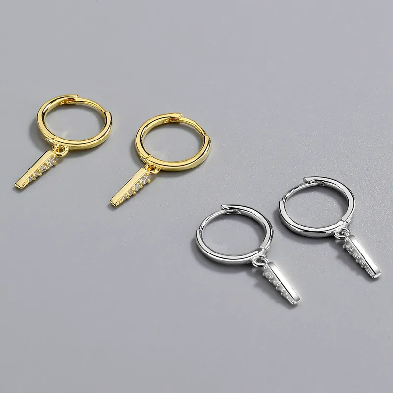 Pendientes de Aro con Punta de Plata de Ley 925 para Mujer Micro Pave Zirconia Colgante de Cono Pendientes Punk Joyería