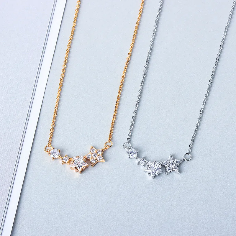 S925 Sterlingsilber Stern Anhänger Halskette Für Damen Minimalistische Zirkonia Eingelegt Ankerkette Mode Schmuck Geschenk