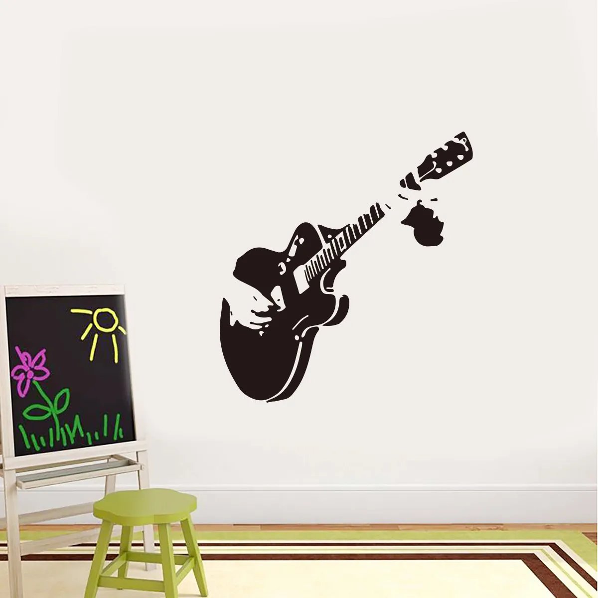 Creative Music Guitar Player Silhouette Wall Sticker PVC Removable DIY Art Decal For Living Room Bedroom Home Decor
