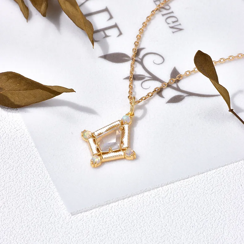 Palace Style 925 Silver 14K Gold Plated White Crystal Opal Kite Shape Pendant Only Without Chain Jewelry For Women