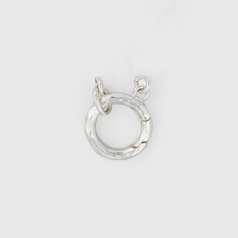 S925 Argent Sterling Pendentif Bélière Connecteur Rond Anneau à Ressort Plaqué Or 14K Texture Martelée DIY Fabrication de Bijoux Composant Colliers Rétro Femme