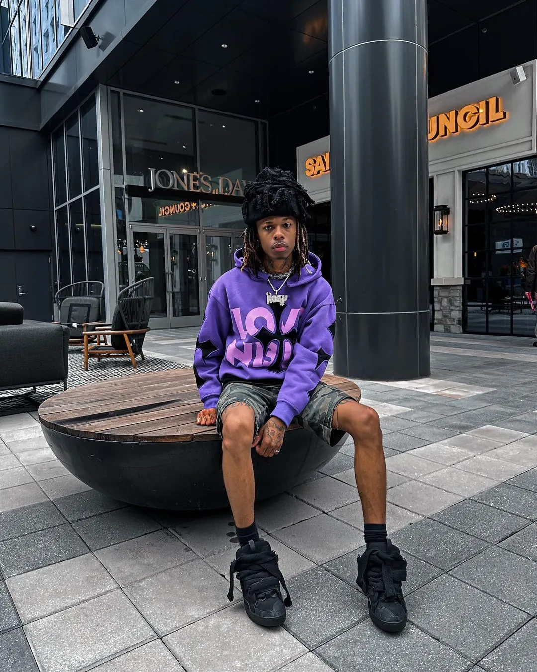 Women Gothic Cross Hooded Sweatshirt Oversized Streetwear Pullover Artistic Letter Print Soft Blend Fabric Casual Hoodie