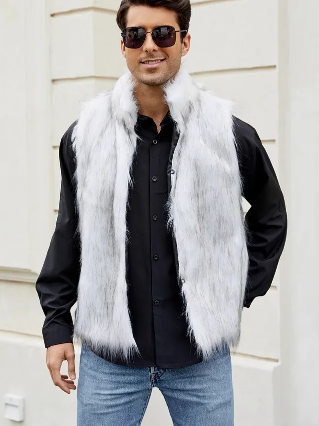 Herren Mode Kunstpelz Weste Stehkragen Ärmellos Warme Winterweste Künstlicher Pelzmantel Für Den Täglichen Gebrauch Draußen