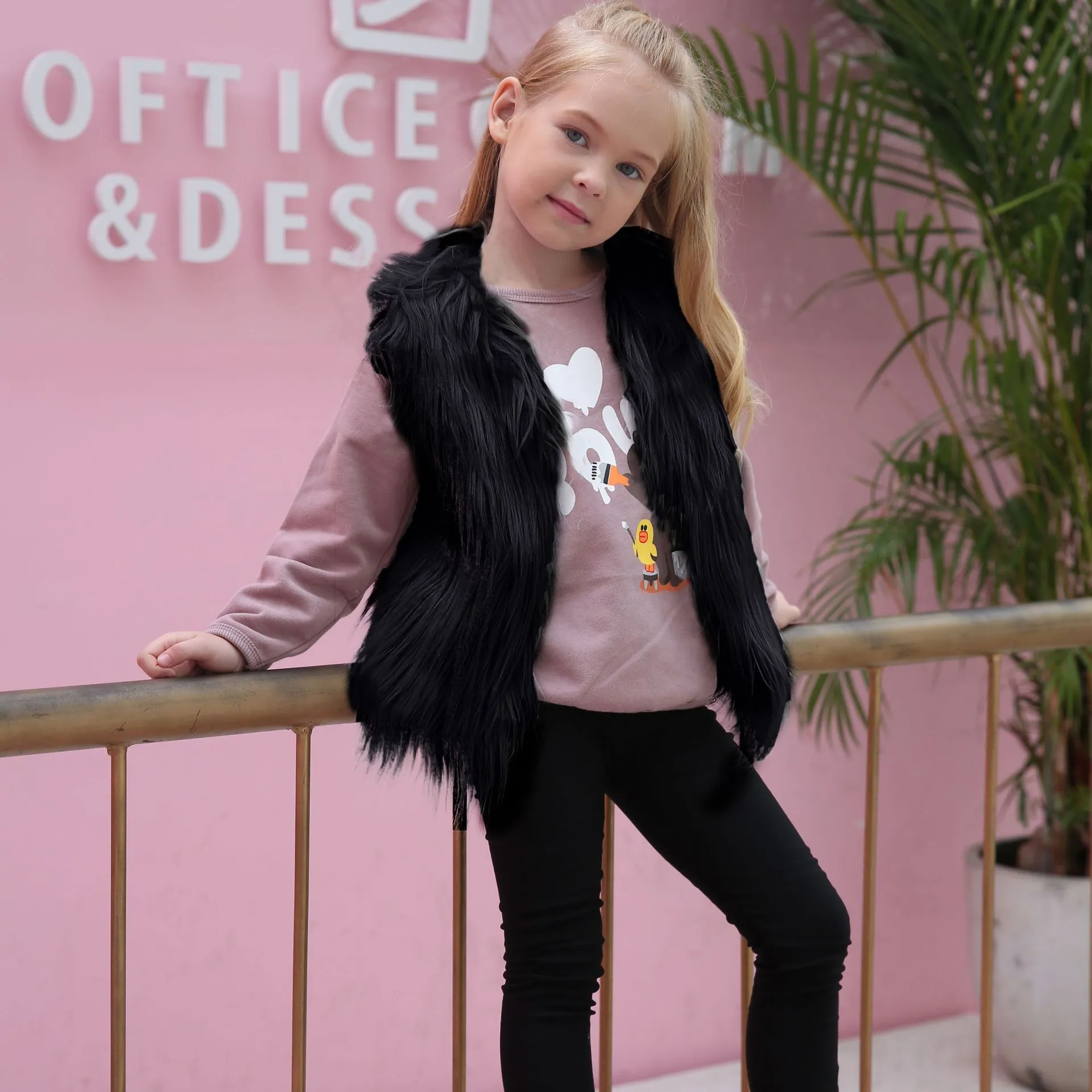 Mode Kinder Mädchen Kunstpelz Weste Weich Kurz Ärmellos Herbst Winter Warm Oberbekleidung Kleinkinder Baby Mädchen Tops