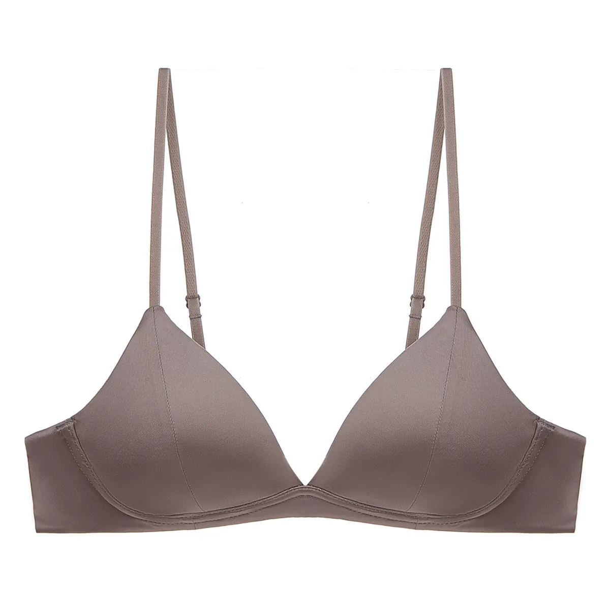 Sujetador Francés Sin Costuras Ni Aros Para Mujer Sexy Copa Triangular Delgada Escote en V Profundo Correas Ajustables Transpirable Lencería de Nailon Spandex
