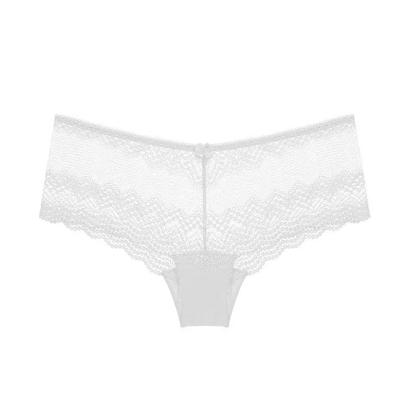 Bragas de Encaje Sexy para Mujer Ultra Delgadas Transparentes Cintura Baja Ropa Interior Lazo Decorativo Algodón Entrepierna Bikini