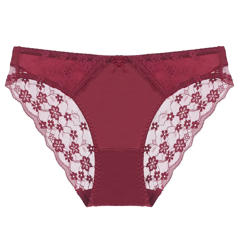 Mutandine Sexy in Pizzo da Donna Stile Francese Ultra Sottili a Vita Bassa Lingerie Floreale Intimo Con Fiocco
