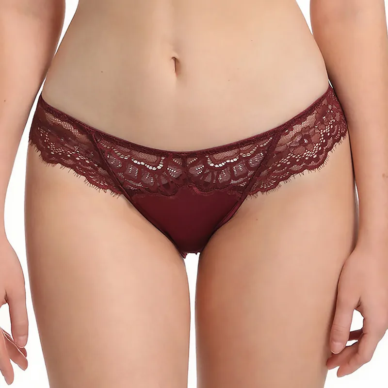 Women Sexy Lace Embroidery Panties French Vintage Ultra Thin Low Waist Cotton Crotch Breathable Hip Lift Lingerie Briefs