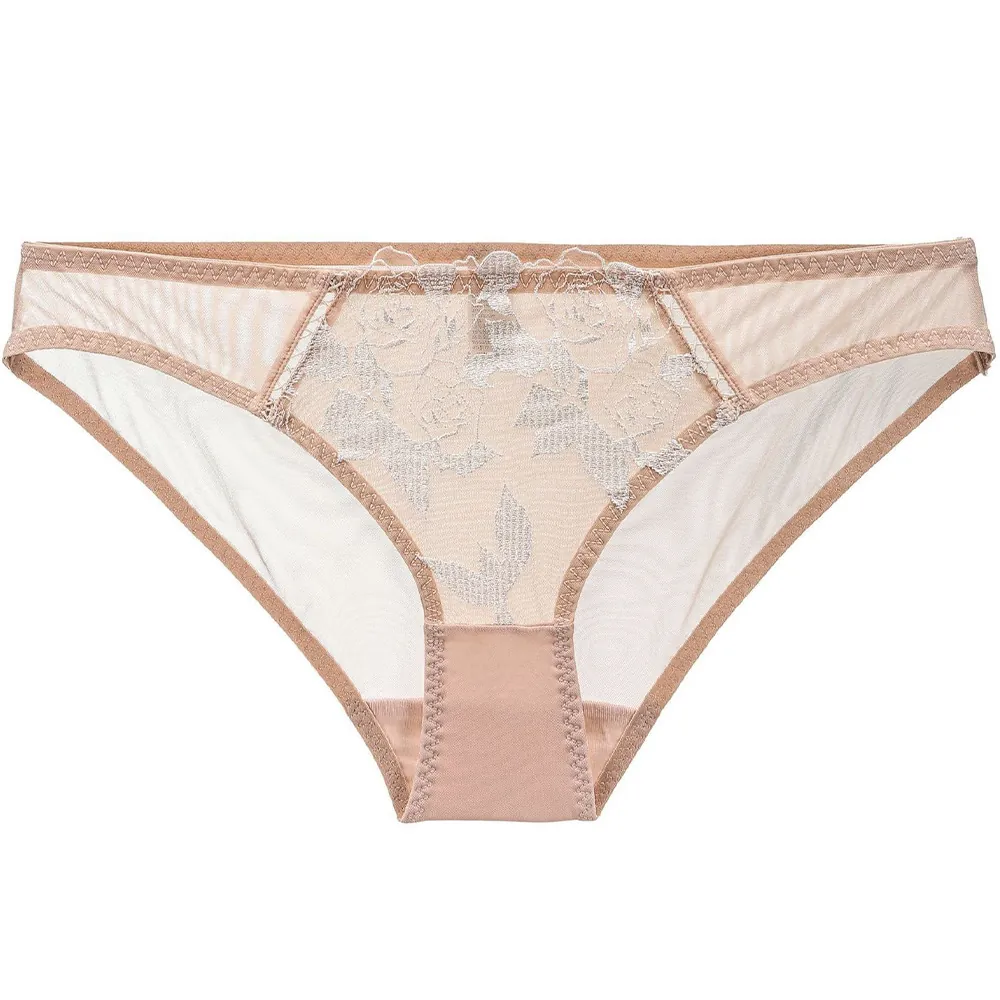 Bragas de Encaje Sexy para Mujer Ropa Interior Bordada de Flores Finas Entrepierna de Algodón Cintura Baja Transpirable Lencería