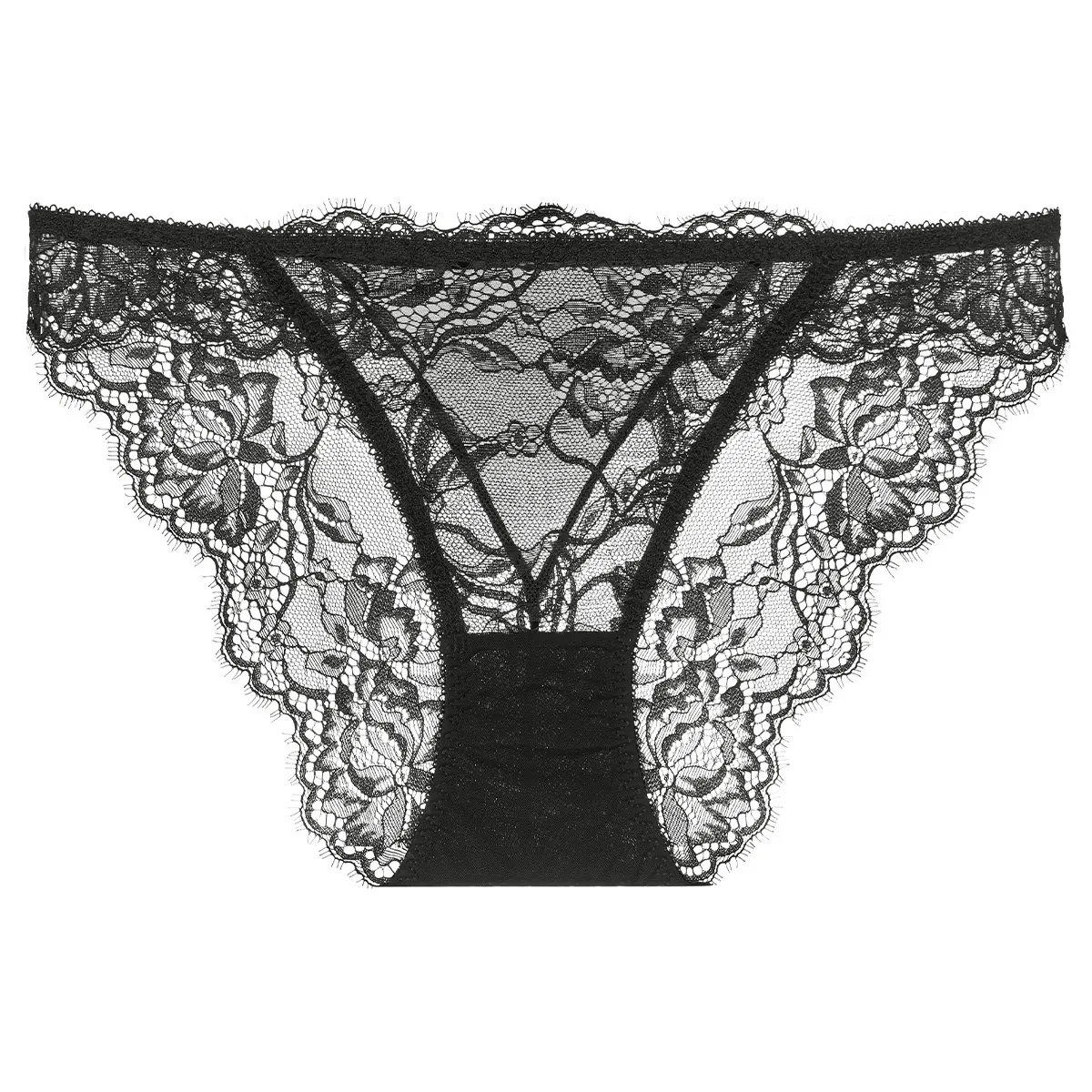 Bragas de Encaje Francés Sexy para Mujer Cintura Baja Patrón Floral Ultra Finas Entrepierna de Algodón Transpirable