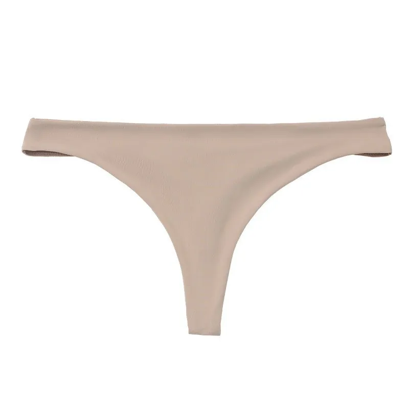 Women Seamless Thong Sexy Low Waist Nylon Breathable Underwear Invisible No Show Panties T-Back Thongs For Daily Use