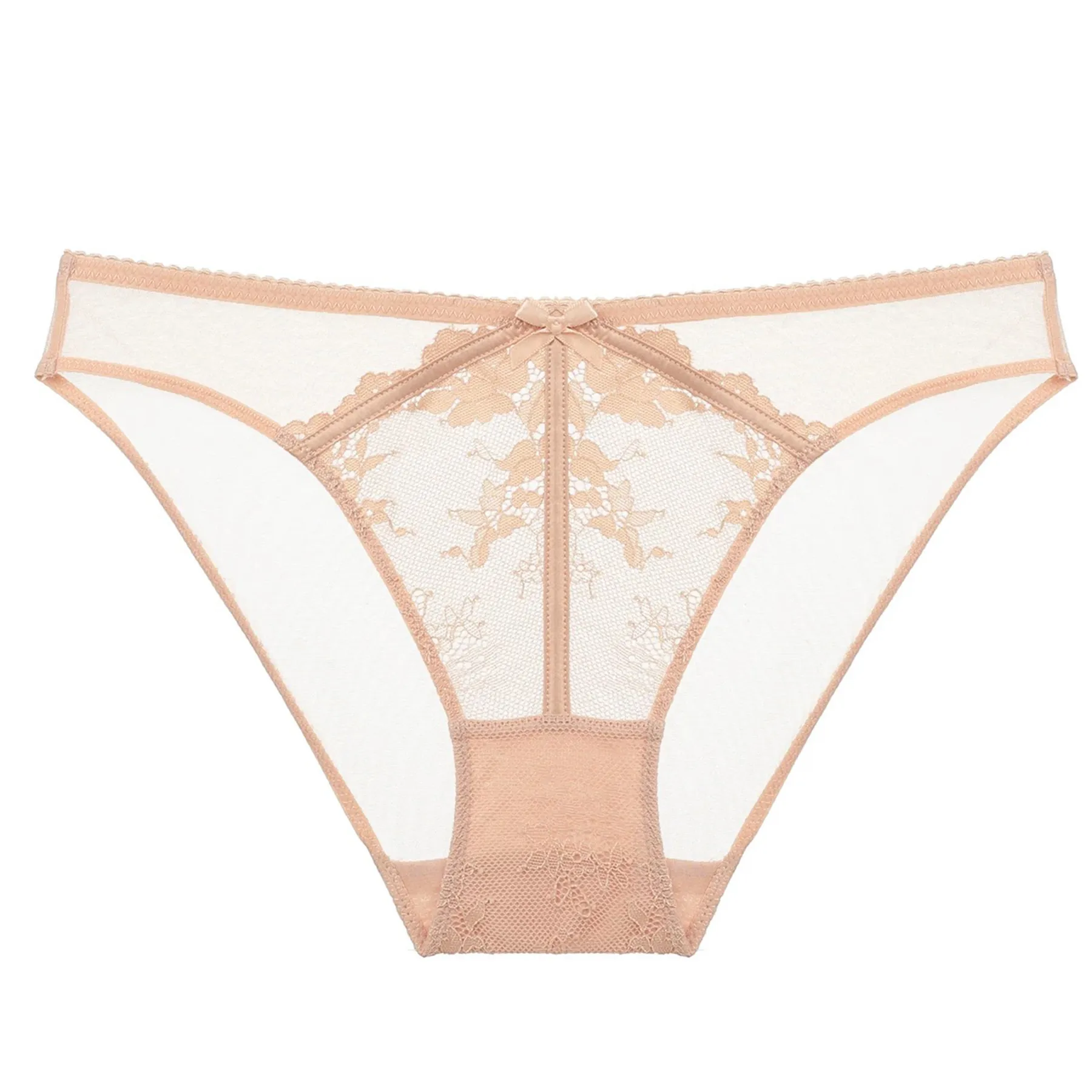 French Sexy Lace Mesh Panties Ultra-Thin Embroidery Low Waist Breathable Hip Lift Triangle Underwear For Women