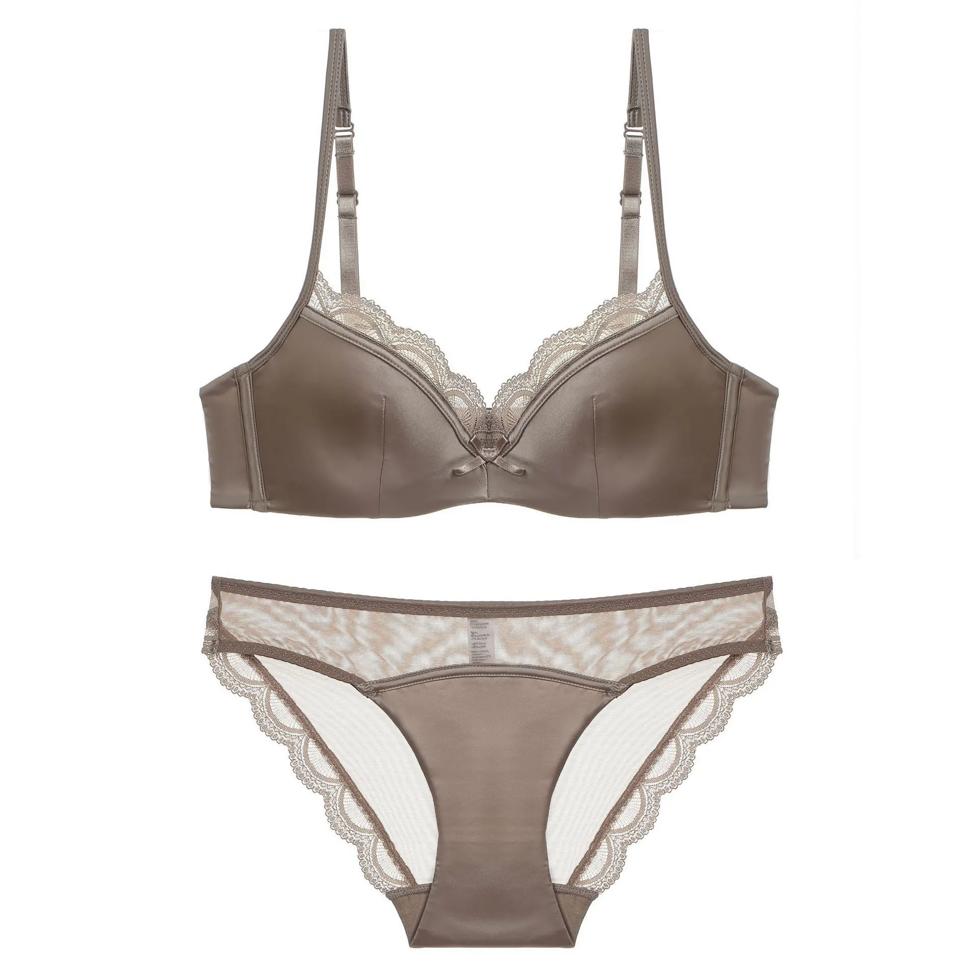 Sexy French Satin Lace Lingerie Set For Women Elegant Soft Support Bra And Matching Panties Breathable Comfortable Underwear