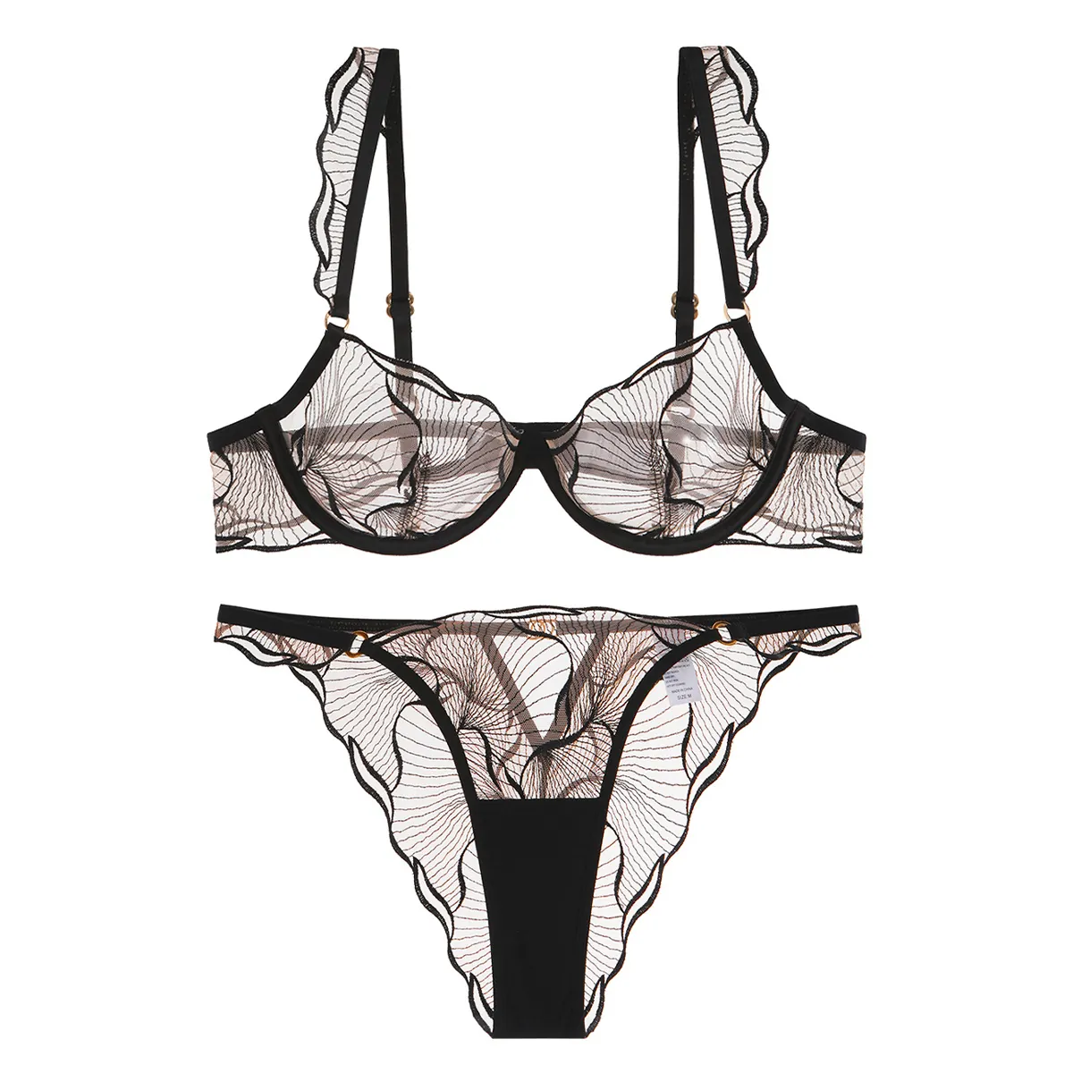 French Lace Bra And Panties For Women Sexy Embroidery Mesh Underwired Ultra Thin Breathable Intimate Underwear Lingerie