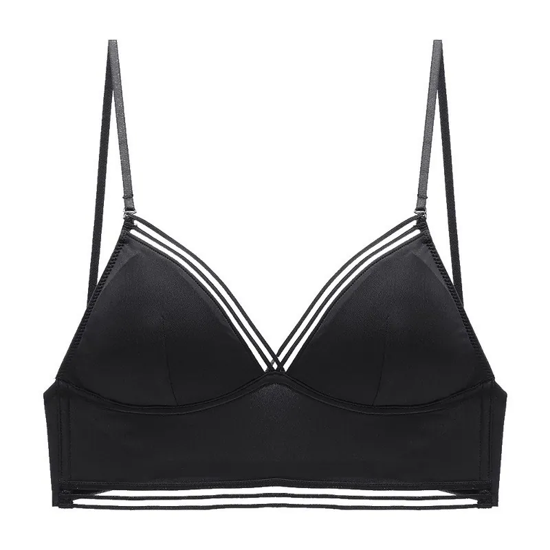 Reggiseno Senza Schiena Stile Francese Scollo a V Profondo Donna Sexy a Forma di U Schiena Bassa Wireless Bralette Comodo Senza Cuciture Intimo Coppa a Triangolo