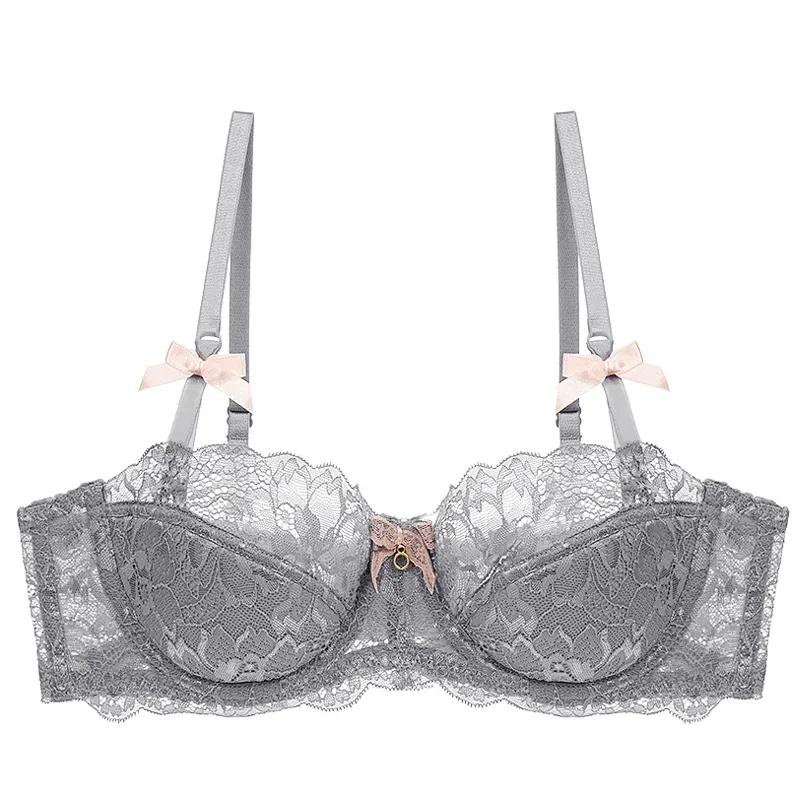Sexy French Lace Bra And Panty Lingerie Lingerie Embroidery Floral Balconette Bra Half Cup Thin Bralette Underwire Underwear