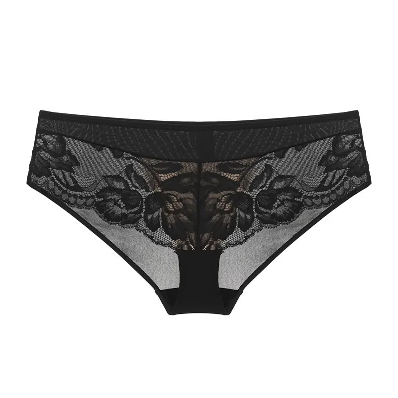 Women Sexy Lace Embroidery Panties Low Waist Breathable Mesh Floral Briefs Elegant Hollow Out Lingerie Underwear
