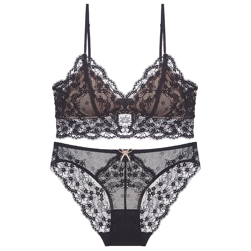 Sexy Damen Lingerie Set Aus Französischer Spitze Ohne Bügel Dreieckscup Dünnes Bralette Mit Passendem Höschen Top Und Bottom