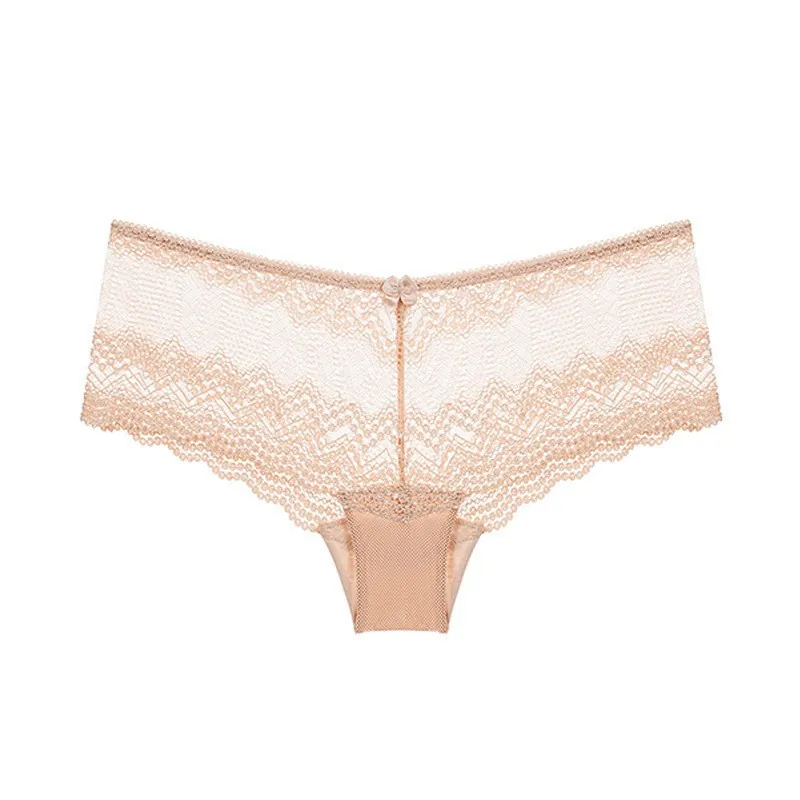 Women Sexy Lace Panties Bow Transparent Lingerie Breathable Low Waist Underwear With Cotton Crotch Hollow Out Briefs