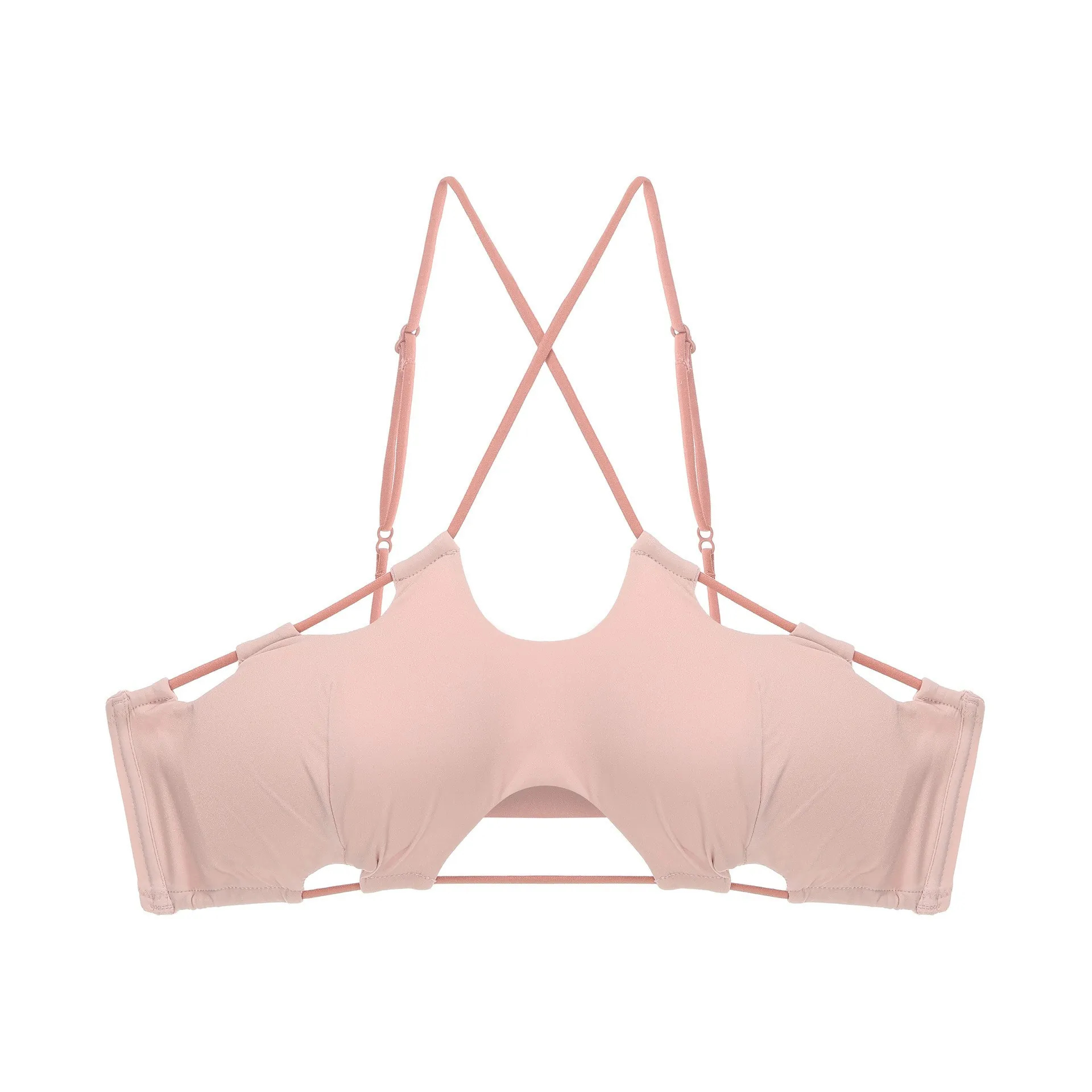 Soutien-gorge Sans Armatures Style Français Couleur Contrastée Dos Croisé Ajouré Bralette Sans Couture Push Up Femme