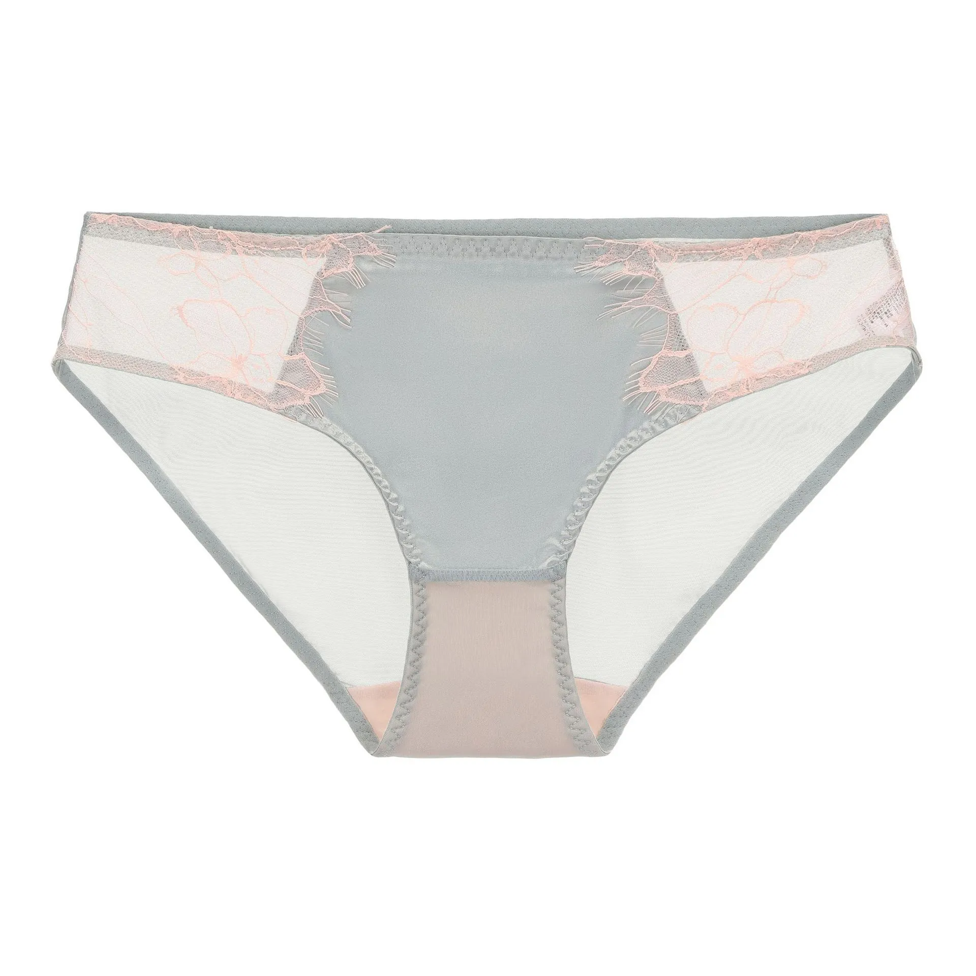 French Sexy Transparent Eyelash Lace Panties Women Low Waist Hip Lift Mesh Briefs Cotton Crotch Floral Embroidery Lingerie