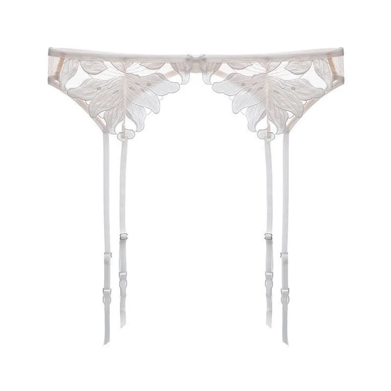 Reggicalze Sexy in Pizzo Francese da Donna Ricamo Floreale Mesh Waist Cincher Con 4 Cinghie Regolabili per Calze Lingerie