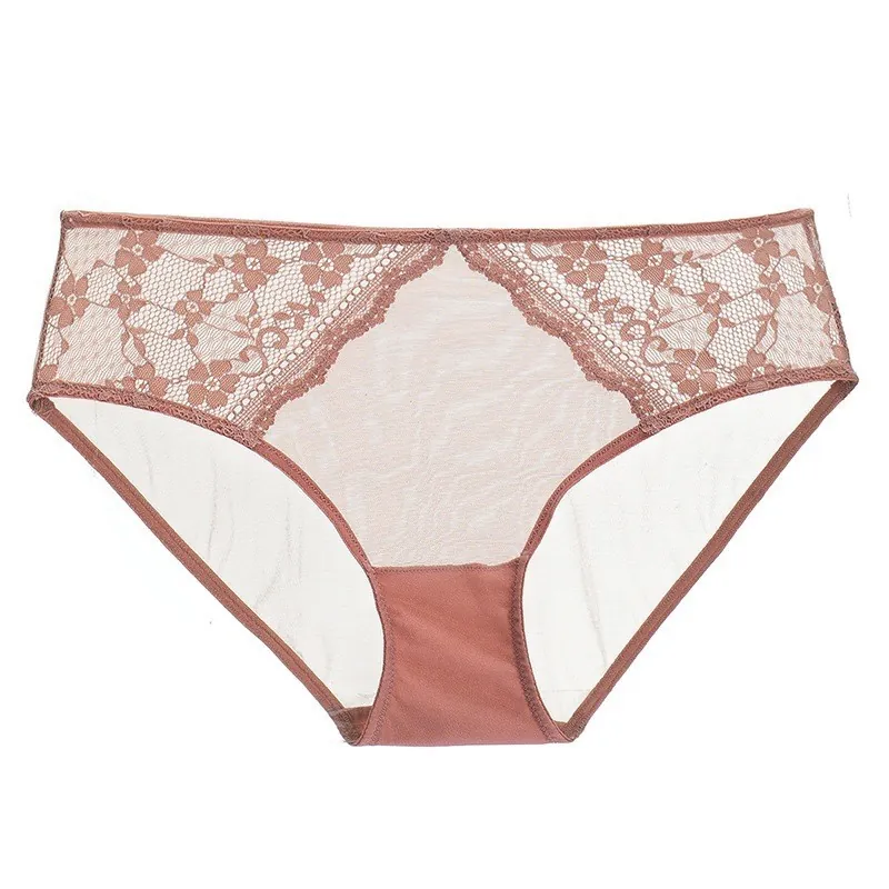 Culottes Sexy en Dentelle et Maille pour Femmes Taille Basse Broderie Florale Respirant Remonte fesses Entrejambe en Coton Sous vêtements