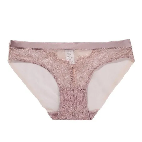 Culotte en Dentelle Florale Sexy Française pour Femmes Maille Respirante Broderie Taille Basse Entrejambe en Coton