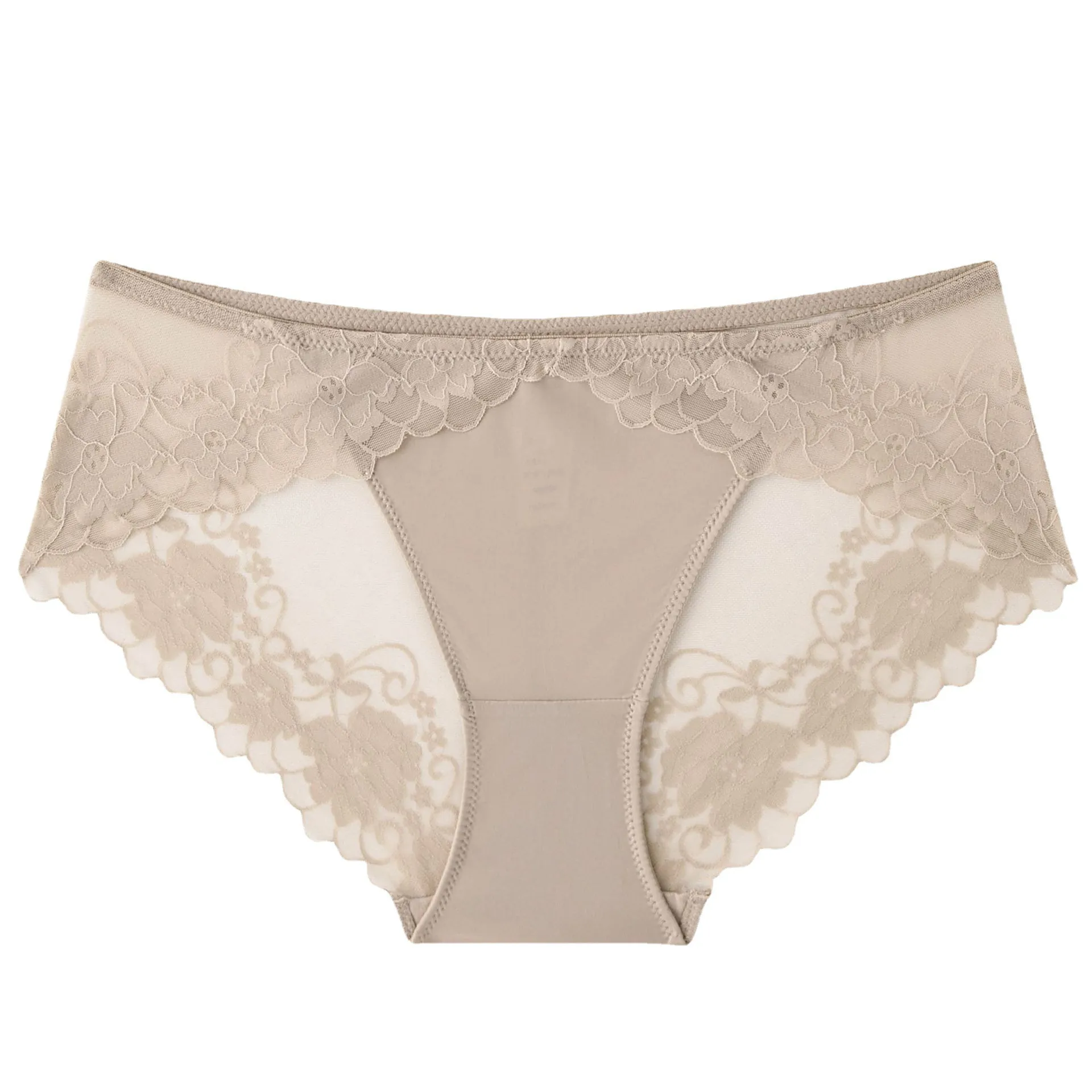 Culottes en Dentelle Florale Sexy pour Femmes Taille Basse Respirant Sous-Vêtements Bikini Ajouré Avec Entrejambe en Coton Lingerie