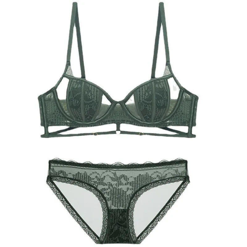 Lingerie Sexy Pour Femmes Soutien-gorge Et Culotte En Dentelle Style Français Bonnet Mince Oreille De Lapin Sous-vêtements Respirants