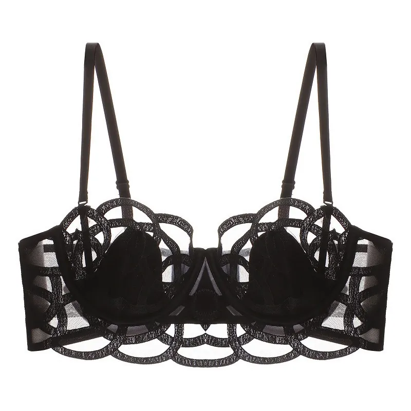 Soutien-Gorge à Armatures En Dentelle Style Français Pour Femmes Sexy Brodé En Coton Mince Balconnet Minimiseur Respirant
