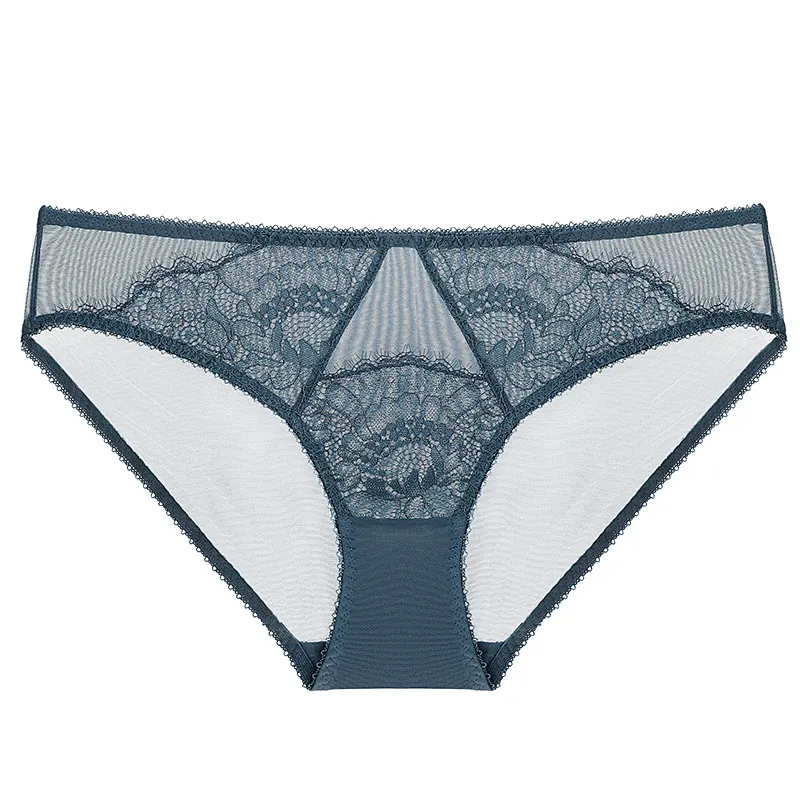 Culottes en Dentelle Sexy pour Femmes Style Français Ultra-Minces Taille Basse Transparentes Florales Sous-Vêtements Femmes