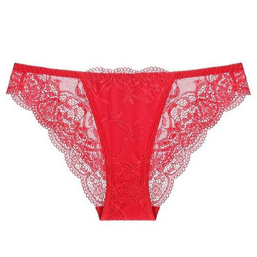 Culottes en Dentelle Sexy pour Femmes Transparentes Ultra Minces Florales Avec Entrejambe en Coton Taille Basse Lingerie Nœud Décor Sous-Vêtements