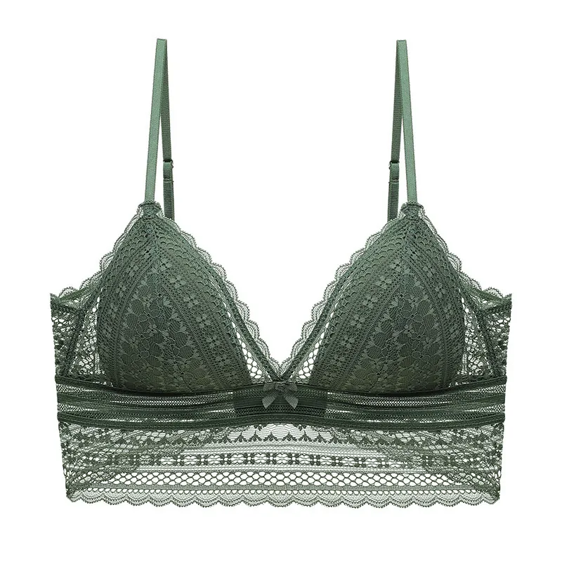 French Lace Wireless Bralette For Women U Shaped Backless Triangle Cup Thin Breathable Sexy Lingerie Bra Daily Wedding Wear