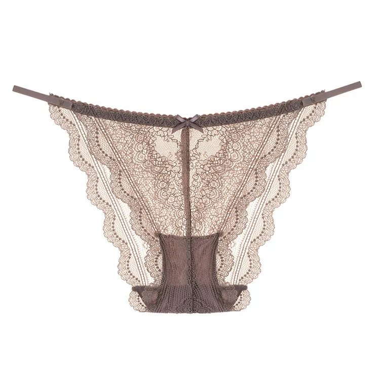 Women French Lace Panties Sexy Hollow Out Floral Low Waist Briefs Breathable Lingerie With Bow Decor Soft Underwear