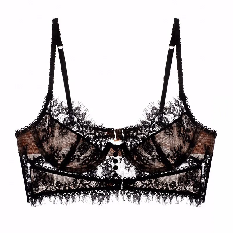 French Lace Sexy Underwire Bra For Women Ultra Thin Breathable Push Up Bralette Backless Adjustable Straps Lingerie