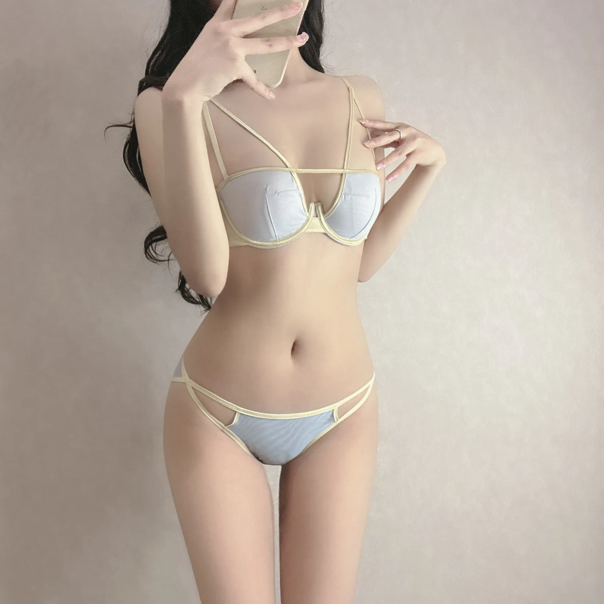 French Style Sexy Lingerie Set Mesh Patchwork Underwire Bra Top And Bottom Breathable Lingerie For Women
