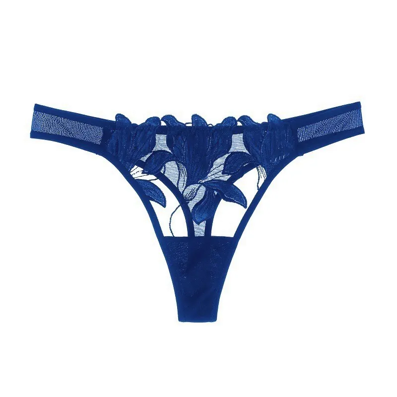 String Sexy en Dentelle pour Femmes avec Broderie Entrejambe en Coton Taille Basse Respirant Style Français Lingerie