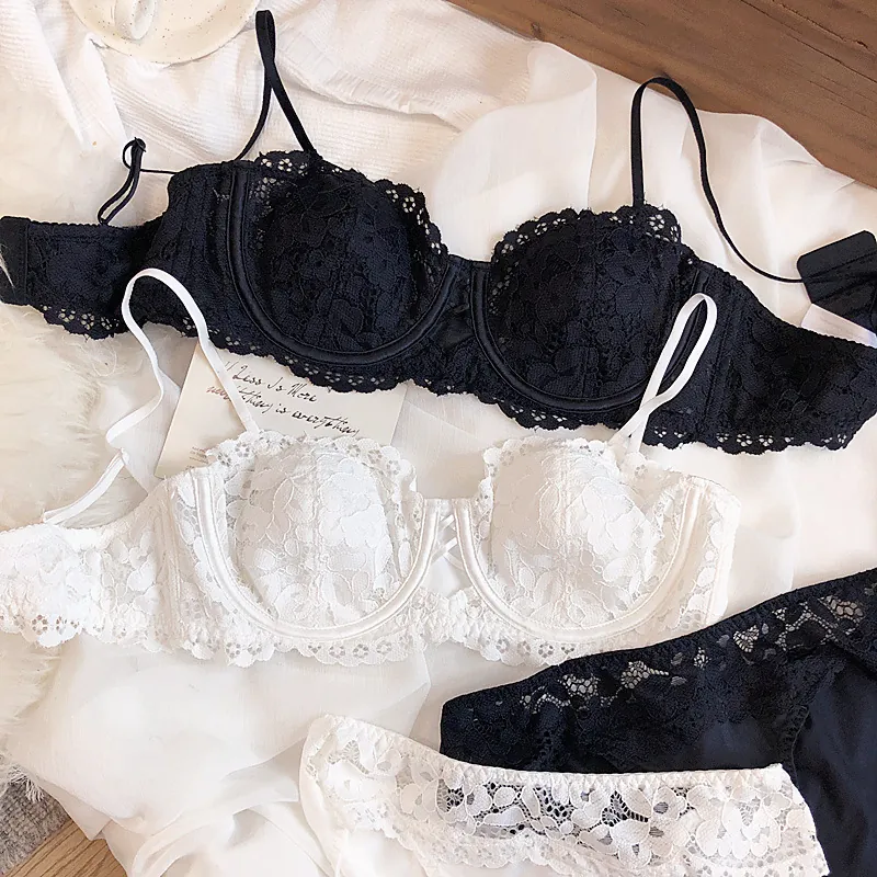 Women French Style Sexy Lace Lingerie Set Floral Push Up Bra And Panty Set Breathable Comfortable Underwear Top And Bottom