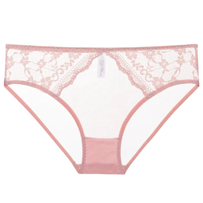 Culottes Sexy en Dentelle et Maille pour Femmes Ultra Minces Ajouré Broderie Française Taille Basse Respirant Entrejambe Coton Lingerie