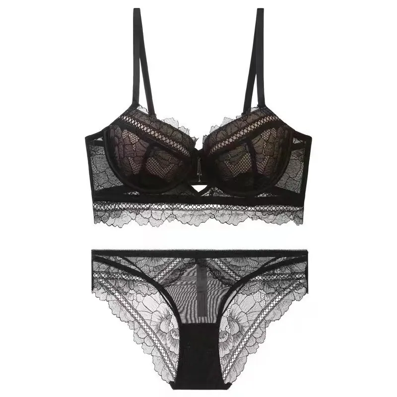 Women Sexy Floral Lace Bra Set Push Up Underwired Lingerie Set Top And Bottom For Daily Romantic Wear Lingerie Set
