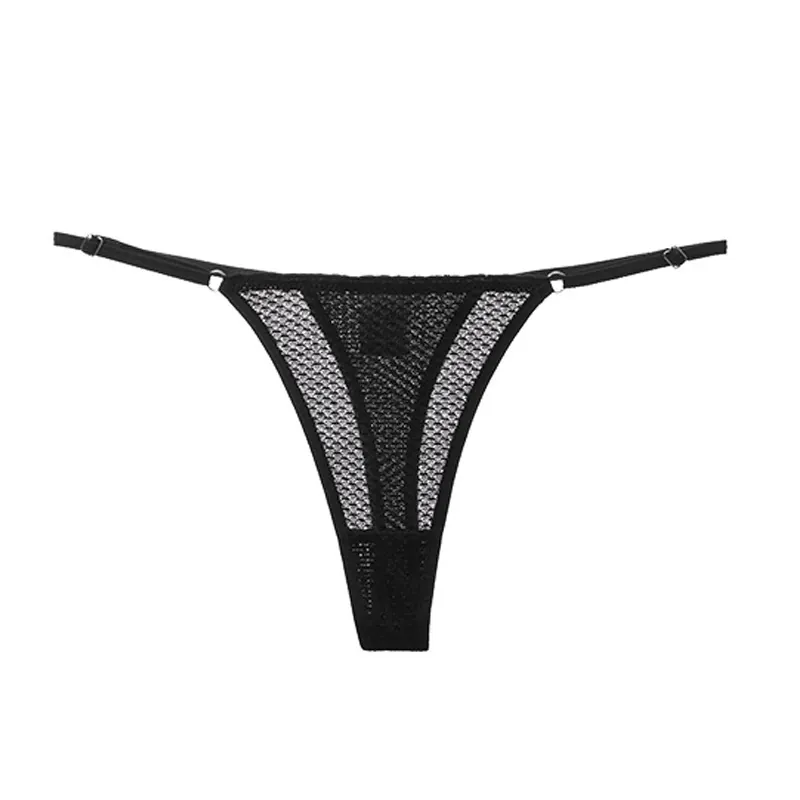 String Sexy en Maille pour Femmes G-String Bretelles Latérales Réglables Respirant Taille Basse Lingerie T-Back